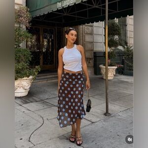 Zara Brown and Blue Asymmetrical Skirt